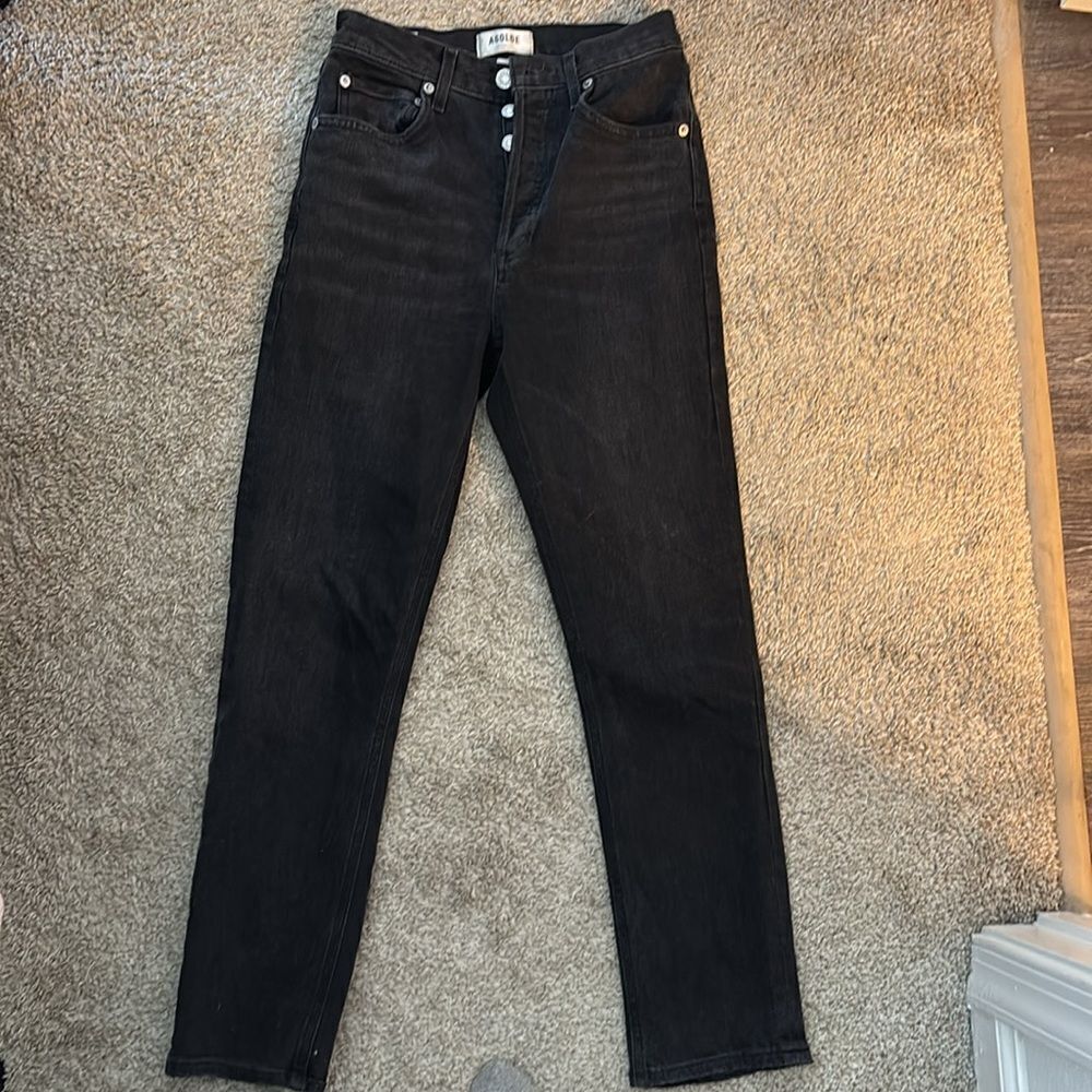 Agolde Riley High Rise Jeans Black 25